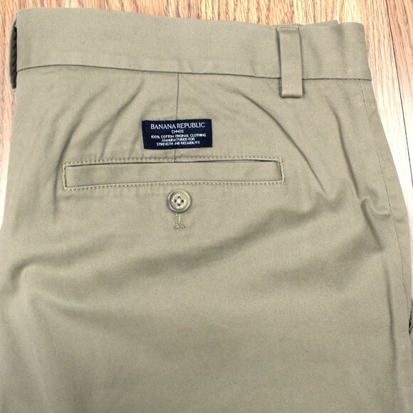 34x32 BANANA REPUBLIC AIDEN CHINO 100% COTTON KHAKI 34W x 32L - Picture 2 of 4